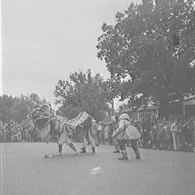 Negative - Bendigo Easter Fair 1953 - Chinese Dragon Awakening Ceremony, Allan Doney, 1950 -1970