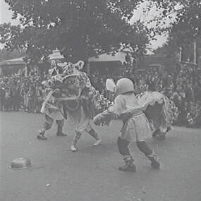Negative - Bendigo Easter Fair 1953 - Chinese Dragon Awakening Ceremony, Allan Doney, 1950 -1970