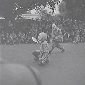 Negative - Bendigo Easter Fair 1953 - Chinese Masked Men, Allan Doney, 1950 -1970
