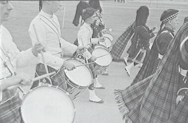 Negative - Bendigo Easter Fair 1953 - Golden City Highlanders Brass Band, Allan Doney, 1950 -1970