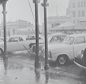 Negative - Bendigo Easter Fair 1956 - Street Bendigo - Rain, Allan Doney, 1950 -1970