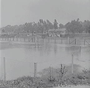 Negative - Bendigo Easter Fair 1956 - Flooded Sports Ground, Allan Doney, 1950 -1970
