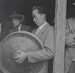 Negative - Bendigo Easter Fair 1957 - Chinese Cymbals, Allan Doney, 1950 -1970