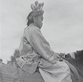 Negative - Bendigo Easter Fair 1957 - Chinese Section - Girl and Horse, Allan Doney, 1950 -1970