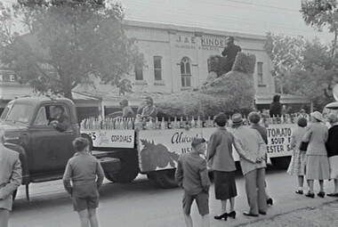 Negative - Bendigo Easter Fair 1957 - Float - Floral Boot, Allan Doney, 1950 -1970