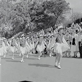 Negative - Bendigo Easter Fair 1958 - Marching Girls, Allan Doney, 1950 -1970