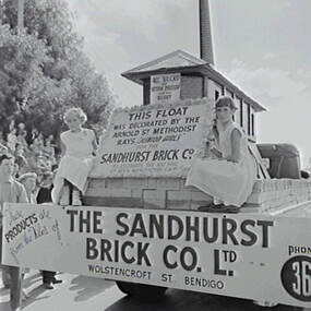 Negative - Bendigo Easter Fair 1958 - Float - Sandhurst Brick Co, Allan Doney, 1950 -1970
