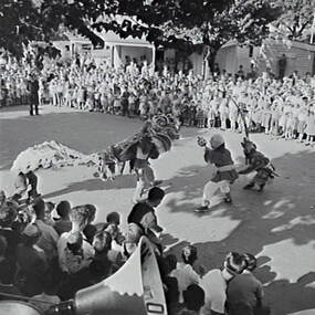 Negative - Bendigo Easter Fair 1958 - Chinese Dragon Awakening Ceremony, Allan Doney, 1950 -1970