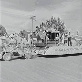 Negative - Bendigo Easter Fair 1959 - Float - Stage Coach, Allan Doney, 1950 -1970