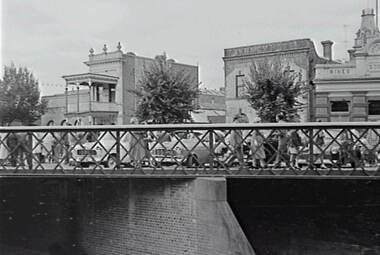Negative - Bendigo Easter Fair 1960 - Bendigo Creek Bridge, Allan Doney, 1950 -1970