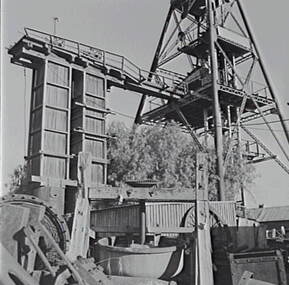 Negative - Central Deborah Mine Bendigo - Poppet Head - Machinery, Allan Doney, 1950 -1970