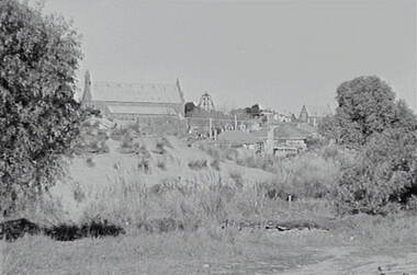 Negative - California Gully - Mullock Heap and Church, Allan Doney, 1950 -1970