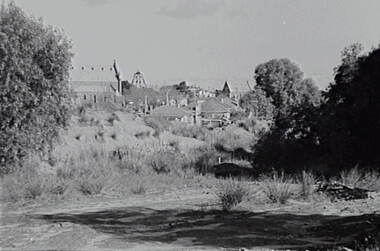 Negative - California Gully - Mullock Heap and Church, Allan Doney, 1950 -1970