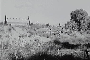 Negative - California Gully - Mullock Heap and Church, Allan Doney, 1950 -1970