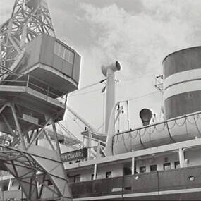 Negative - Victoria Docks - Ship and Crane, Allan Doney, 1950 -1970