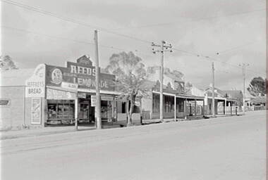 Negative - Barnard Street Bendigo - Georges - Grocer, Allan Doney, 1950 -1970