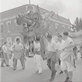 Negative - Bendigo Easter Fair 1959 - Parade, Allan Doney, 1950 -1970