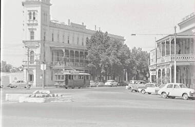 Negative - City Family Hotel Bendigo - View Point - Tram, Allan Doney, 1950 -1970