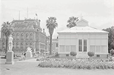 Negative - Law Courts Bendigo - Conservatory Gardens Bendigo, Allan Doney, 1950 -1970