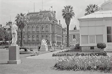 Negative - Law Courts Bendigo - Conservatory Gardens Bendigo, Allan Doney, 1950 -1970