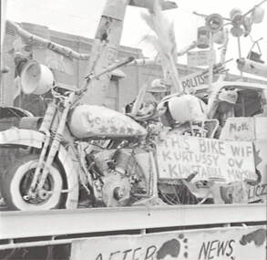 Negative - Bendigo Easter Fair 1961 - Float - Motor Bike, Allan Doney, 1950 -1970