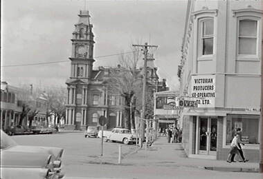 Negative - Bull Street Bendigo - Town Hall - Victorian Producers Co-op, Allan Doney, 1950 -1970
