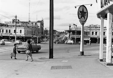 Negative - Alexandra Fountain Bendigo - Mitchell Street - Armstrong Tyres, Allan Doney, 1950 -1970