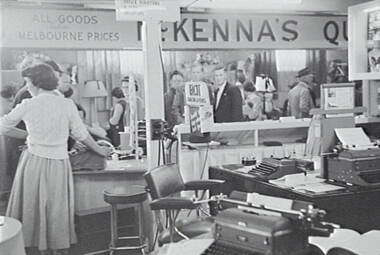 Negative - Bendigo Show 1954 - Typewriter Display, Allan Doney, 1950 -1970