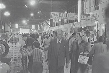 Negative - Bendigo Show 1954 - Cohn's Display and Crowds, Allan Doney, 1950 -1970