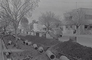 Negative - Charlton, Wycheproof, Sea Lake, Ouyen - Street Pipe Laying, Allan Doney, 1950 -1970