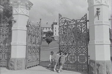 Negative - St Aidan's Orphanage Bendigo - Iron Lacework Gates, Allan Doney, 1950 -1970