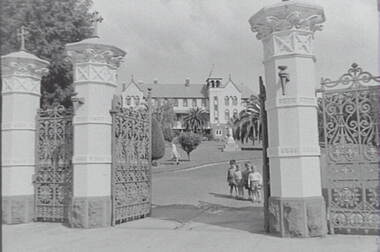 Negative - St Aidan's Orphanage Bendigo - Iron Lacework Gates, Allan Doney, 1950 -1970