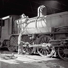 Negative - Railway Workshop - Engine, Allan Doney, 1950 -1970