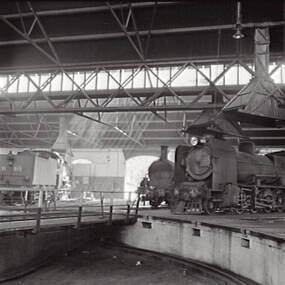 Negative - Railway Workshop - Engines - Turntable, Allan Doney, 1950 -1970
