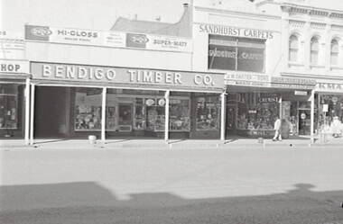 Negative - Williamson Street Bendigo- Sandhurst Carpets - Bendigo Timber Co, Allan Doney, 1950 -1970