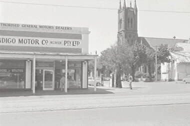 Negative - Mitchell Street Bendigo Motor Co - Church, Allan Doney, 1950 -1970