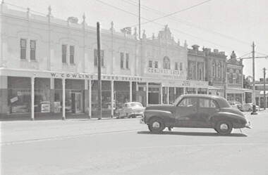 Negative - Mitchell Street Bendigo - Cowlings Garage, Allan Doney, 1950 -1970