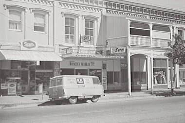 Negative - Iron Lacework - McCrae Street Bendigo - Businesses - Gibson’s Newsagency, Allan Doney, 1950 -1970