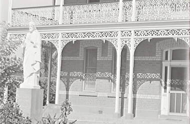 Negative - Iron Lacework - Catholic College Bendigo - Statue, Allan Doney, 1950 -1970