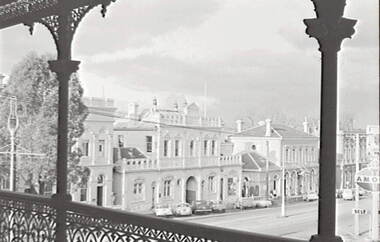 Negative - Iron Lacework - Balcony - View Street Bendigo - Temperance Hall - Sandhurst Trustees, Allan Doney, 1950 -1970