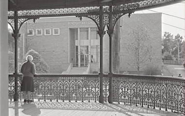 Negative - Atkinson Building Bendigo - Verandah - Art Gallery - Mrs Doney, Allan Doney, 1950 -1970