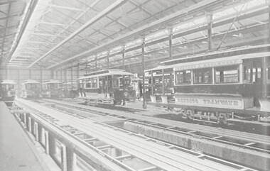 Negative - Early Bendigo trams - Depot, Allan Doney, 1950 -1970