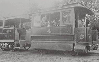 Negative - Early Bendigo trams - Engine and Car, Allan Doney, 1950 -1970