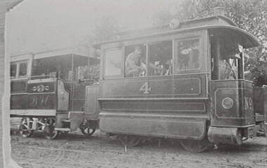 Negative - Early Bendigo trams - Engine and Car, Allan Doney, 1950 -1970
