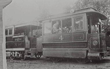Negative - Early Bendigo trams - Engine and Car, Allan Doney, 1950 -1970