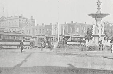 Negative - Early Trams - Alexandra Fountain Bendigo - Pall Mall Bendigo, Allan Doney, 1950 -1970