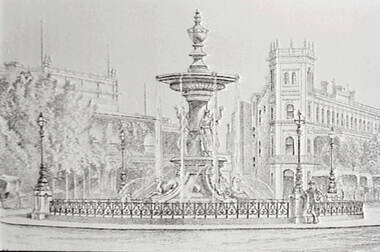 Negative - Alexandra Fountain Bendigo - Early Sketch, Allan Doney, 1950 -1970