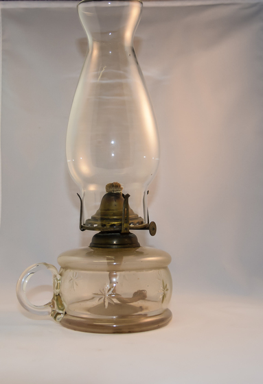lamp with glass kerosene container and handle