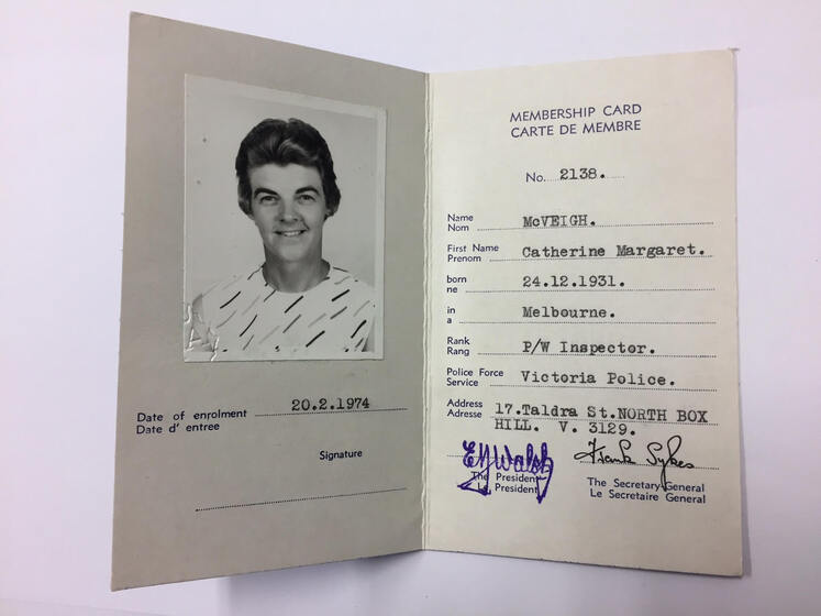 identity card with portrait photograph woman