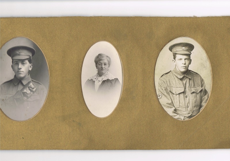 Three oval portraits of two men one woman mounted on card